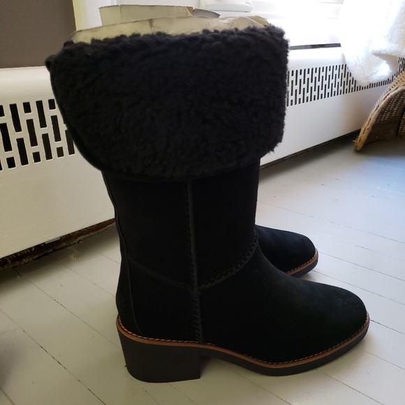 coach turnlock shearling boot